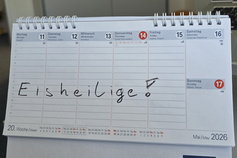 Die Eisheilige dauern von 11. bis 15. Mai.