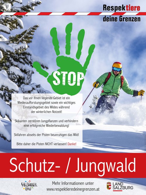 Respektiere deine Grenzen Schild Schutzwald
