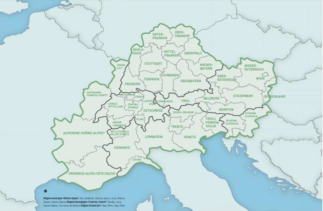 Landkarte EUSALP Landkarte EUSALP