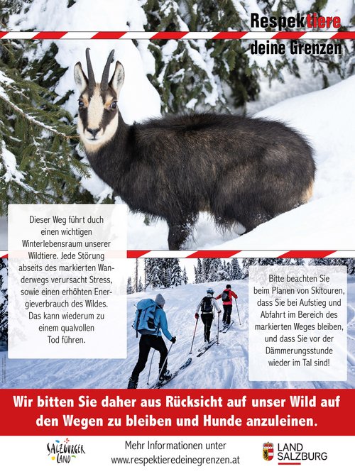Respektiere deine Grenzen Schild Skitourenplanung