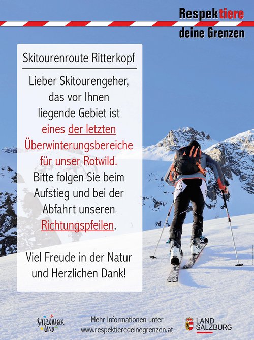 Respektiere deine Grenzen Schild Skitourengehen
