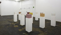 Markus Schinwald, Boxes, 2007, div. Mateialien,  je 25 x 25 x 25 cm; Courtesy: Centre d'éditin contemporaine, Genf