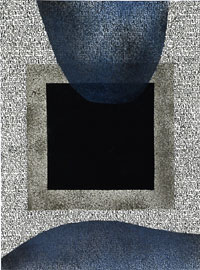 Helga Eiterer, Überlappung „L’eau“, 2001, verschiedene Tuschen auf Papier, 56 x 42 cm