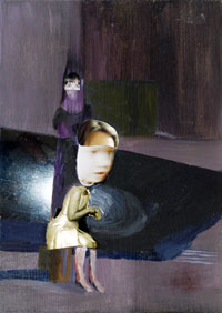 Ursula Hübner, „The world of interiors“, 2004, Mischtechnik auf Holz, 20,5 x 14,5 cm