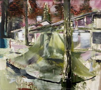 Daniel Domig, "my favourite tent was gone", 2007, Öl auf Leinwand, 150 x 170 cm