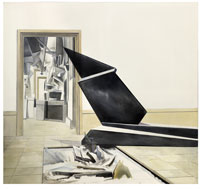 Markus Proschek, "Haus der Kunst-Denkmal der Merzgefallenen“, 2007, Öl auf Molino, 150 x 160 cm