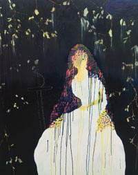 Patricia Reinhart, „Das silberne Schwert”, 2007, Öl, Marker auf Molino, 155 x 130 cm