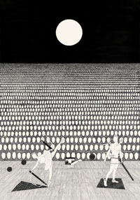 Moussa Kone, "schmerzensmann", 2010, Tusche auf Papier, zweiteilig, 100 x 70 cm