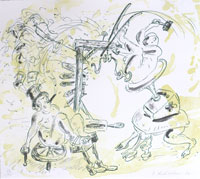 "Das Kapital hat leichte Füße", Lithographie, 2007, 44 x 50 cm