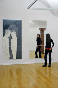Birgit Pleschberger, „mirror 1“, 3-teilig, 2008, Nero auf Papier, 210 x 100 cm 