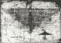 "Fliegen ist schwer", 2004, Radierung, 25 x 36 cm