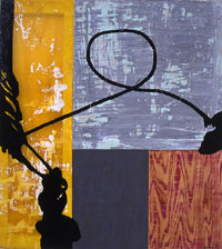 Zhou Brothers, "The Passionate City 2", 2002, Öl auf Seide, Blei, Holz, 102 x 91 cm
