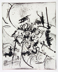 Ulrich Waibel, "Guncity Distracions", 2003, Kreiden auf Karton, 45 x 36 cm