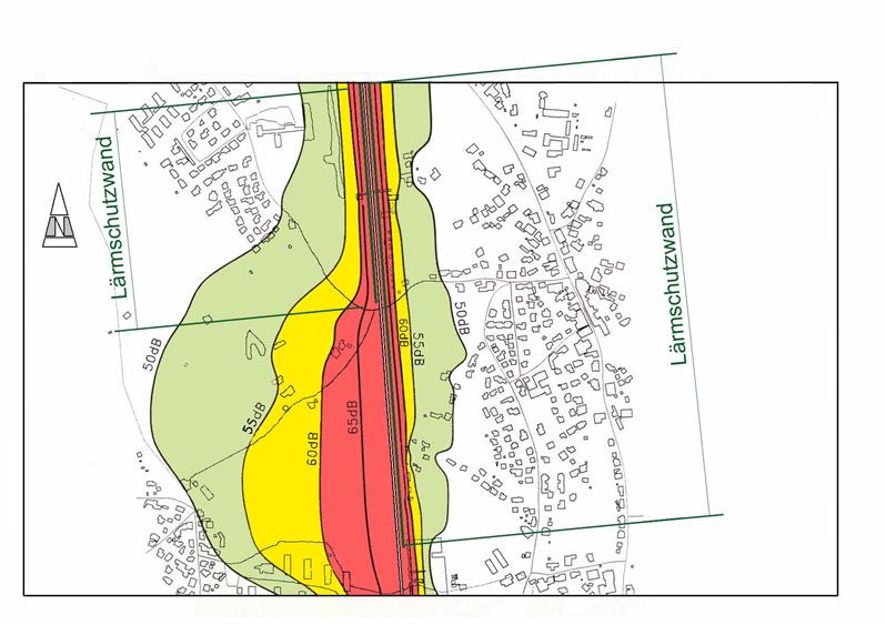 Schallimmissionen Bahnverkehr nach der Lärmsanierung - 10-15 dB weniger beim Dauerschalpegel!