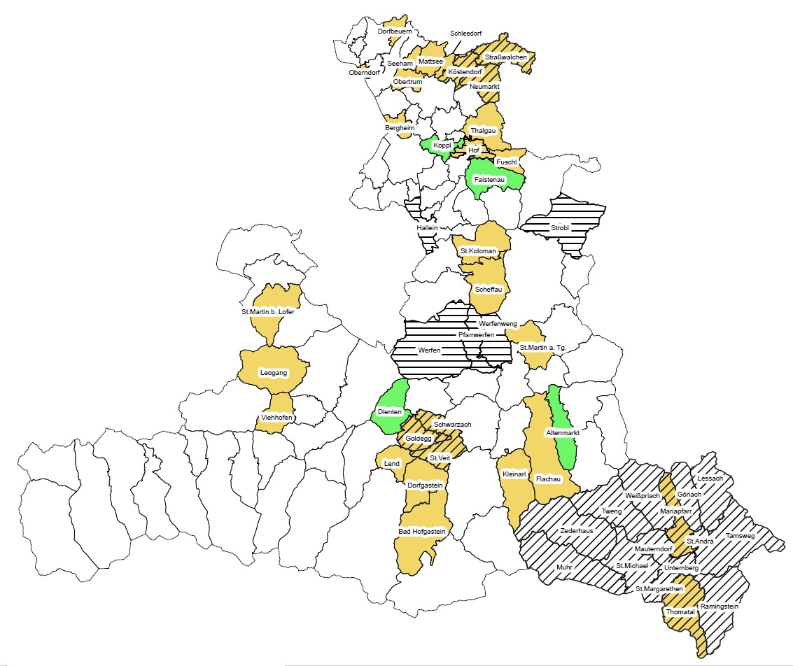 Karte der Agenda 21-Gemeinden in Salzburg